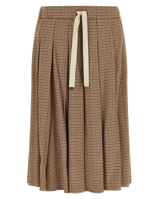 Moncler Brown Pleated Midi Skirt