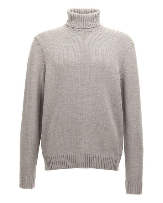 Zanone Gray Turtle-neck Sweater for men