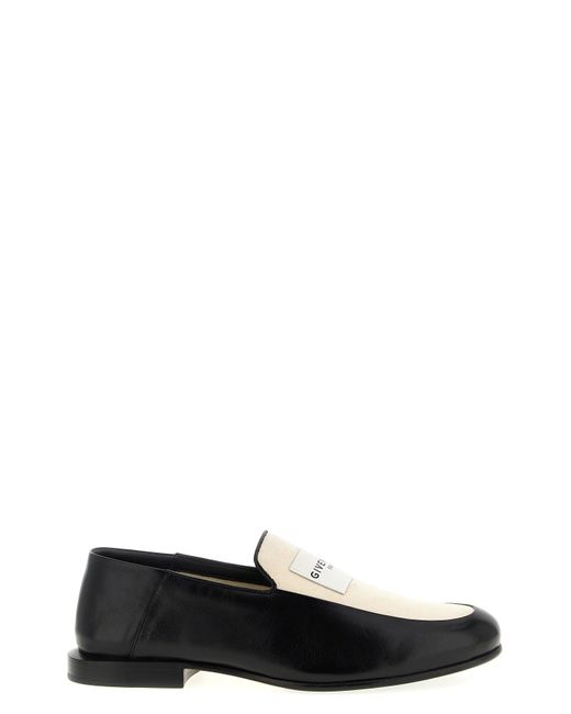 Givenchy Black Two-Tone Leather And Canvas Label Loafers