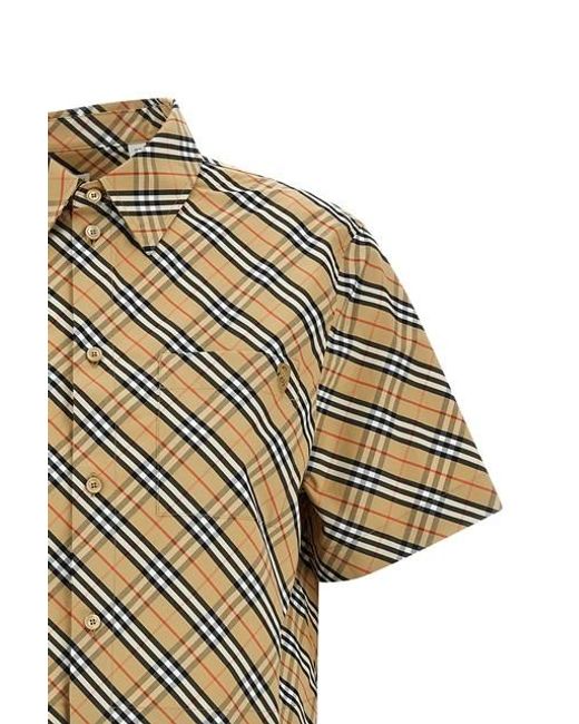 Camicia check 'B Shield' di Burberry in Natural