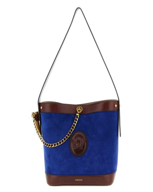 Versace Blue 'Pivot' Small Bucket Bag