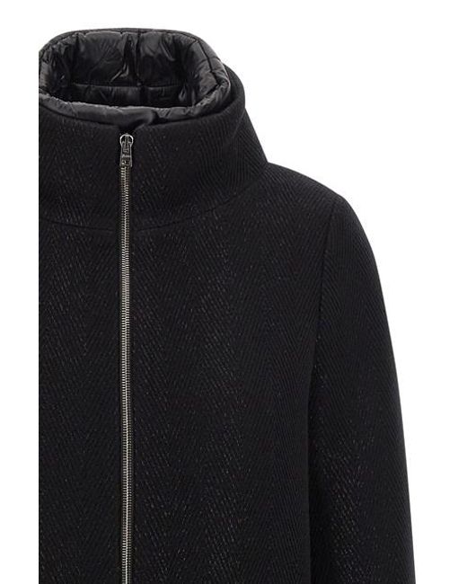 Cappotto Lana E Filo Lamé di Herno in Black