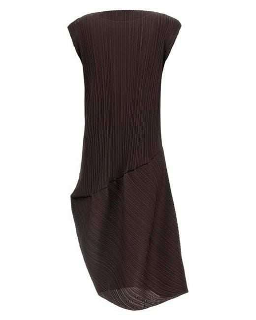 Abito Midi di Pleats Please Issey Miyake in Brown