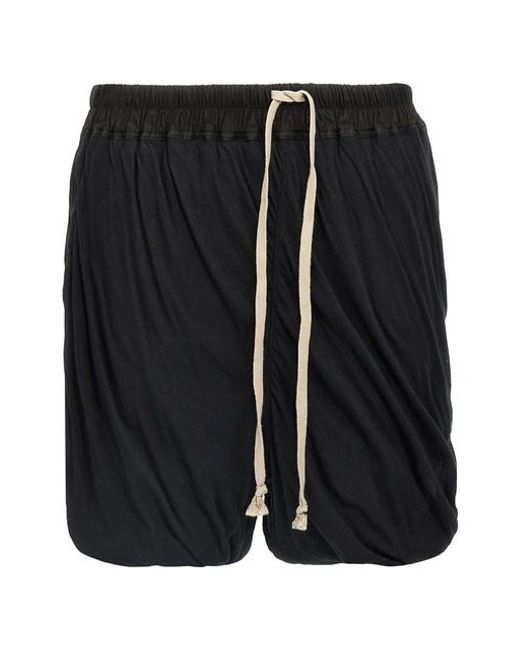 Rick Owens Black 'Dbl Long Boxers' Bermuda Shorts for men