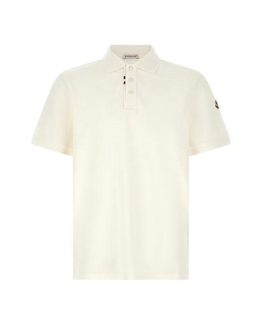 Polo Patch Logo di Moncler in White da Uomo