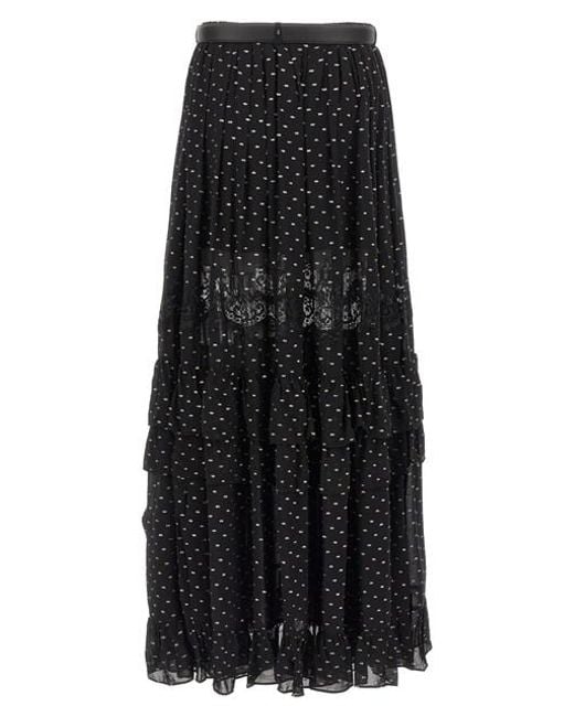 Gonna And Chiffon Lace Maxi' di Self-Portrait in Black