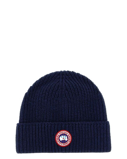 Canada Goose Blue Logo Rib Toque Hat for men