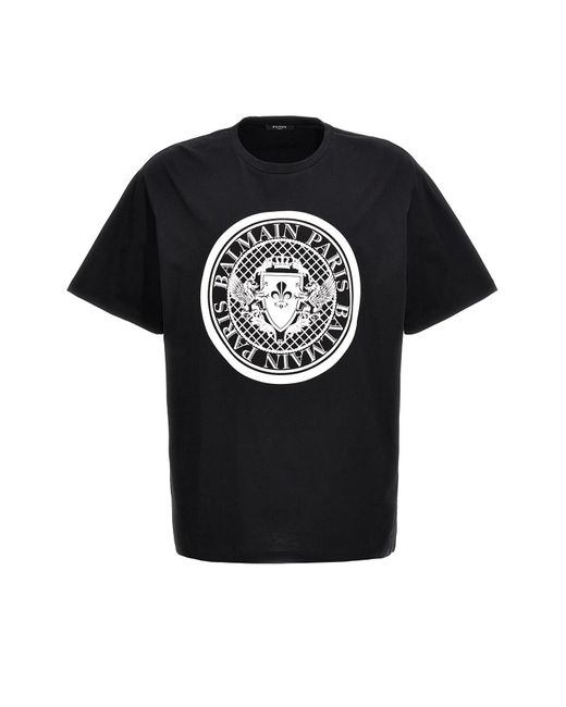 Balmain Black 'coin' T-shirt for men