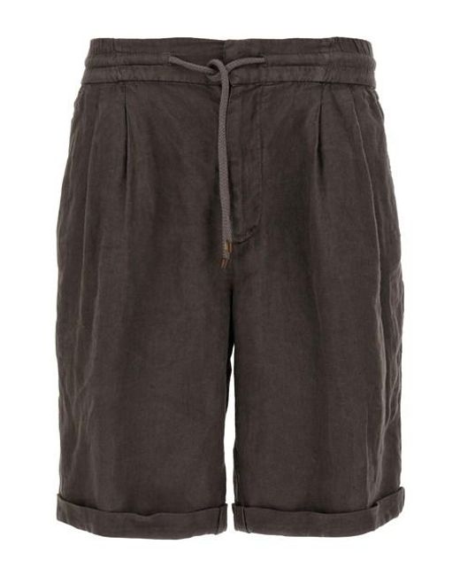 Brunello Cucinelli Gray Linen Bermuda Shorts for men