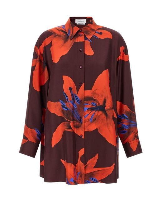 McQueen Red Silk Shirt