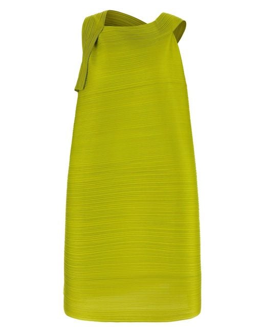 Pleats Please Issey Miyake Green 'bouncy Basket' Dress