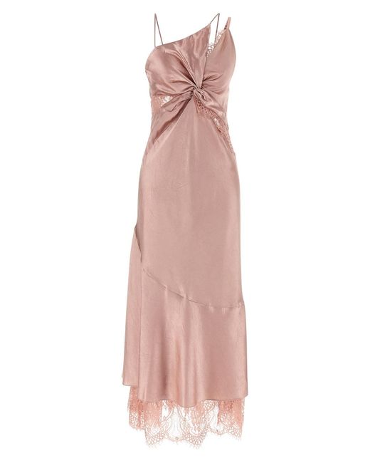 Pinko Pink Satin And Lace Dress