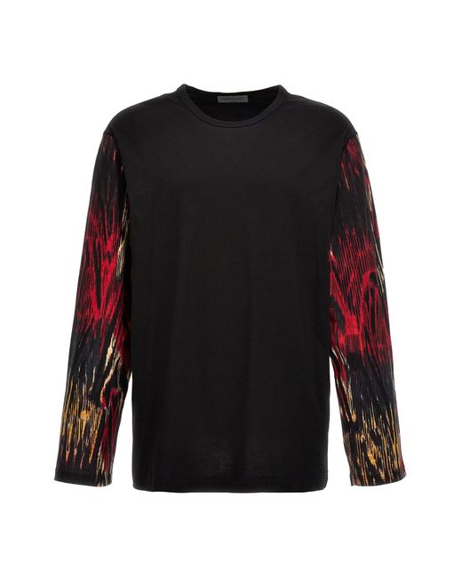 Yohji Yamamoto Black Contrast Sleeve T-shirt for men