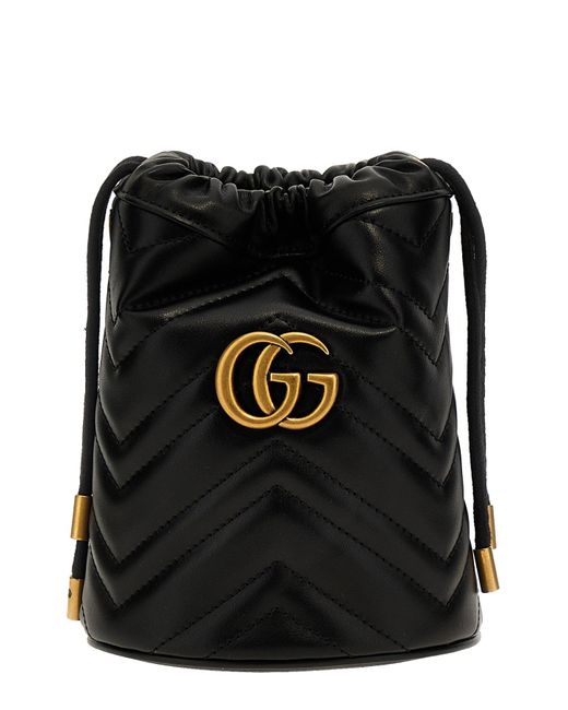 Gucci Black 'Gg Marmont' Bucket Bag