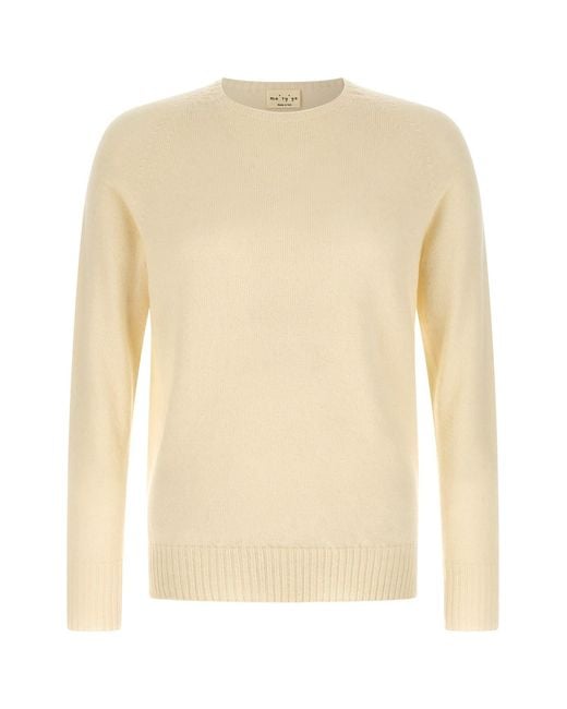 Ma'ry'ya Natural Crew-neck Sweater With Slits for men