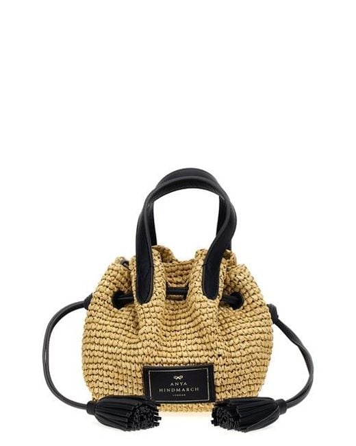 Anya Hindmarch Metallic 'raffia Drawstring Small' Handbag