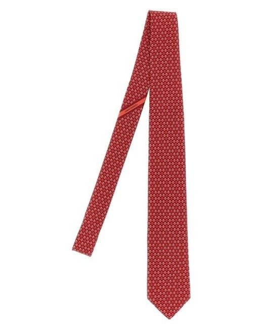 Cravatta Stampa 'Gancini Pois' di Ferragamo in Red da Uomo