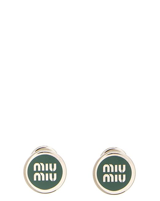 Miu Miu White Logo Earrings