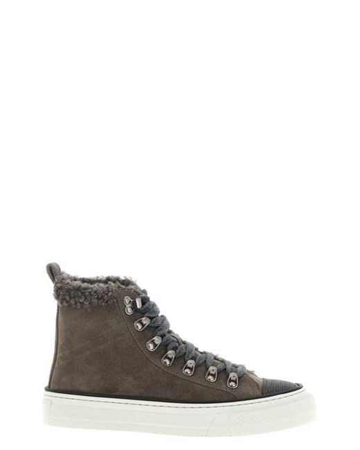 Brunello Cucinelli Brown 'Precious Toe' Sneakers