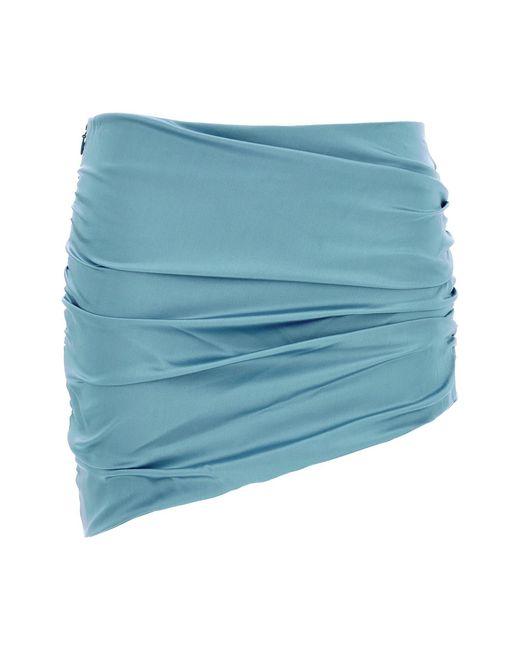 Alessandra Rich Blue Satin Mini Skirt