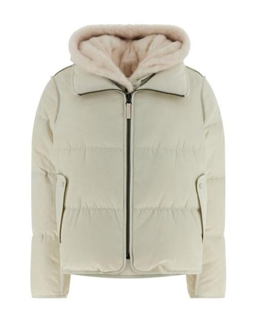 Army by Yves Salomon Natural Fur Insert Cropped Down Jacket