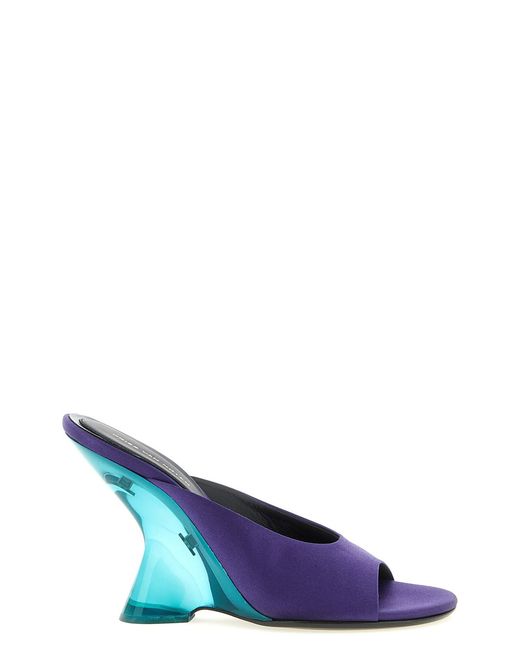 Dries Van Noten Blue Satin Mules