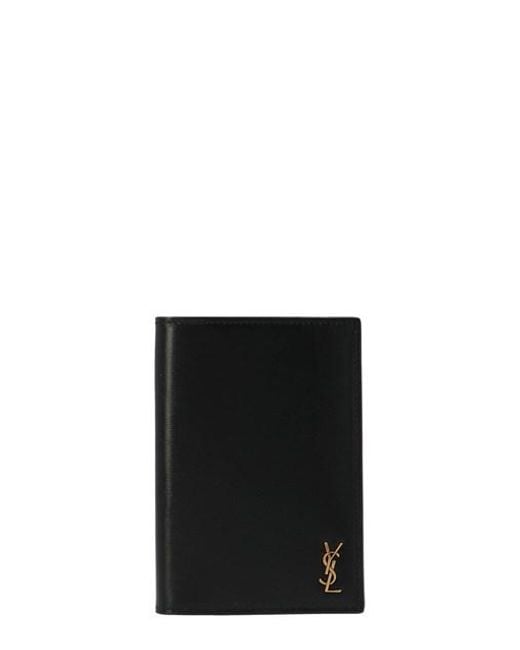 Saint Laurent Leather Monogram Passport Holder in Black for Men Lyst