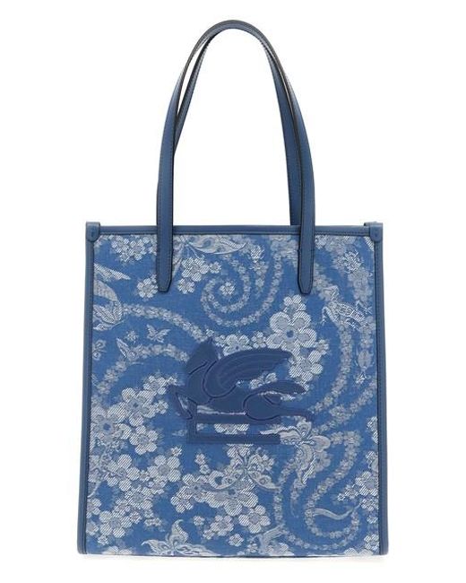 Etro Blue Medium 'love Trotter' Shopping Bag