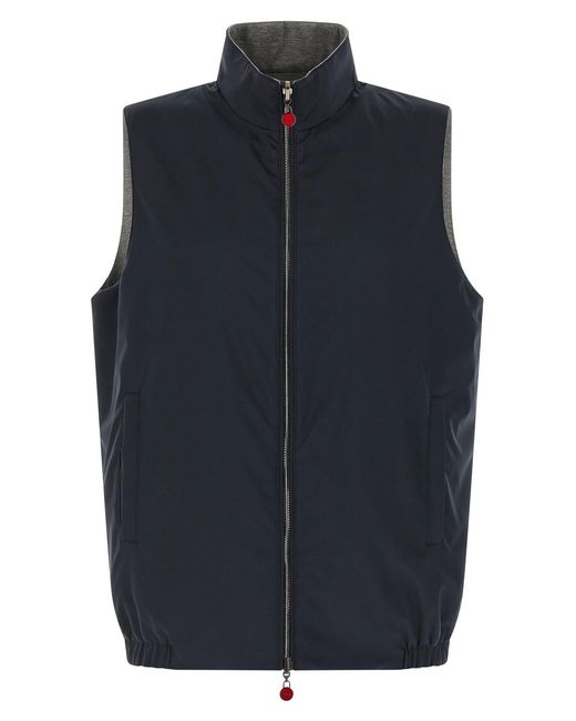 Kiton Blue Double Face Nylon Vest for men