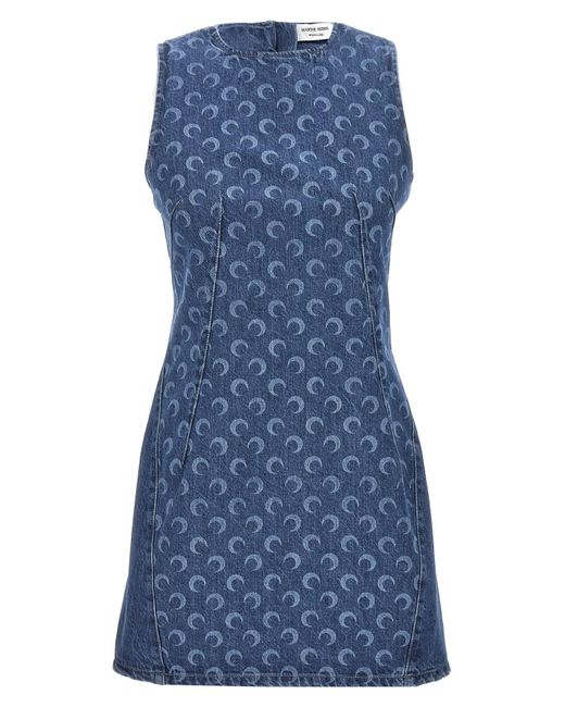 MARINE SERRE Blue Kleid Mit Logodruck
