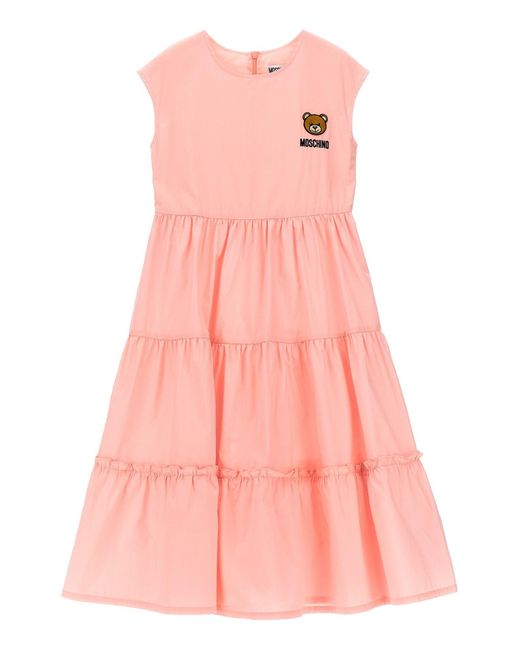Moschino Pink Logo Embroidery Dress