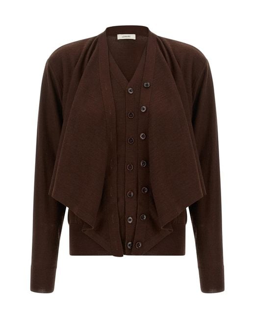 Lemaire Brown 'trompe L'oeil' Effect Cardigan