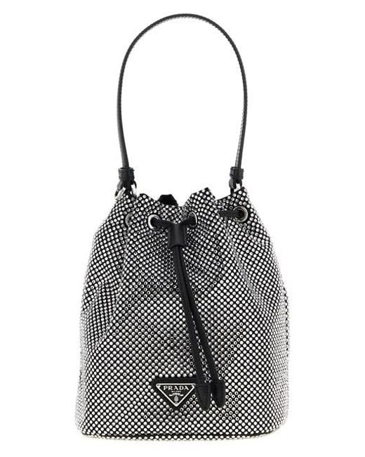 Prada Gray 'Crystal' Bucket Bag