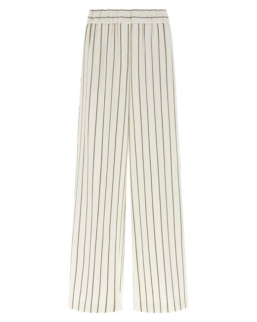 Peserico White Pinstriped Twill Pants
