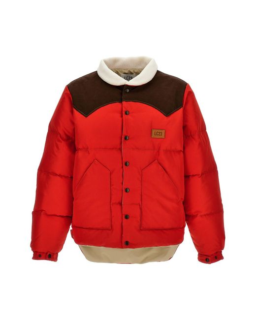 LC23 Red 'paneled' Down Jacket for men