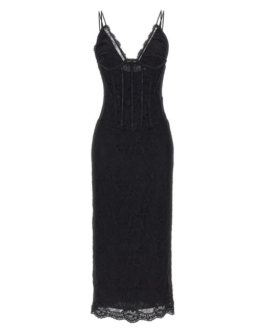 Dolce & Gabbana Black Longuette-Kleid Aus Spitze