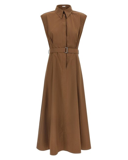 Brunello Cucinelli Brown Chemisier Dress
