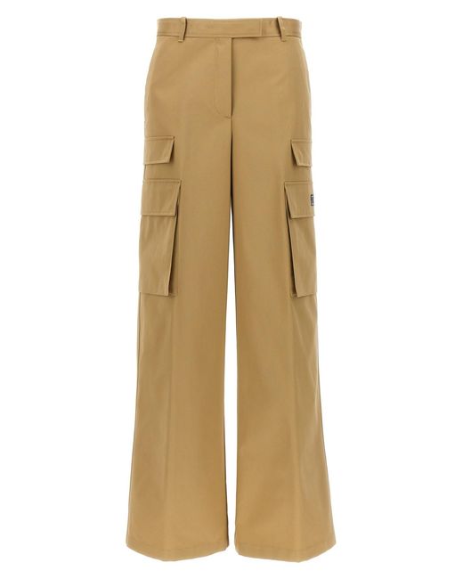 Versace Natural Wide-Leg Cotton Gabardine Cargo Pants