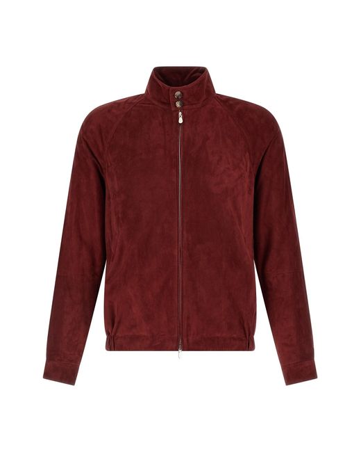 Brunello Cucinelli Red Suede Jacket for men