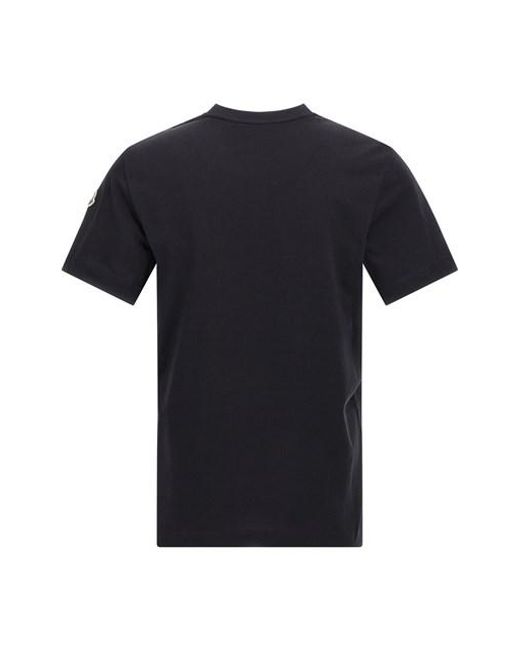 T-Shirt Logo Tricolore di Moncler in Black da Uomo