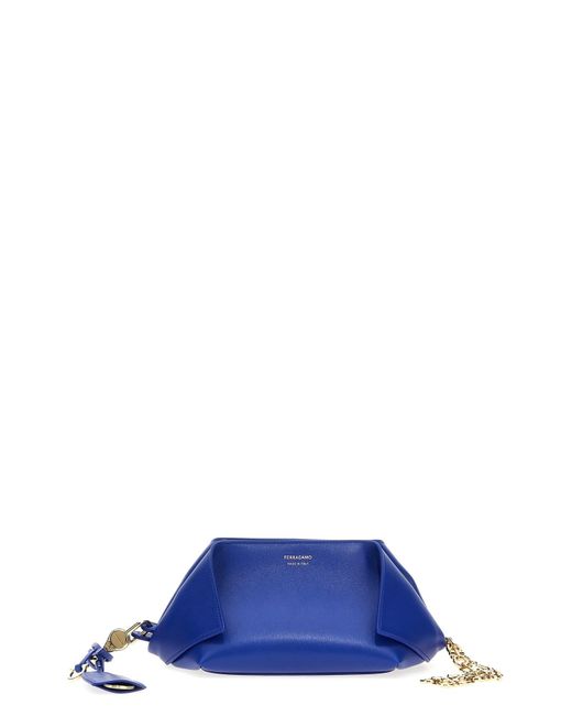 Ferragamo Blue Leather Clutch