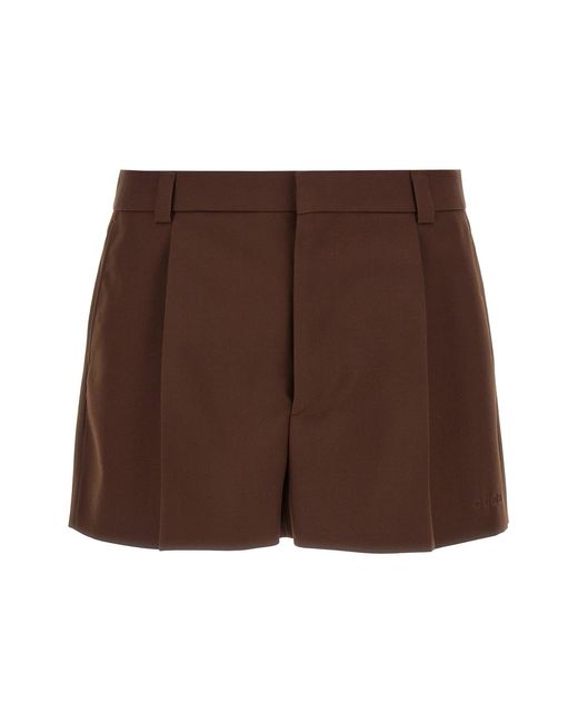 Gucci Brown Logo-Embossed Tailored Wool-Twill Shorts for men