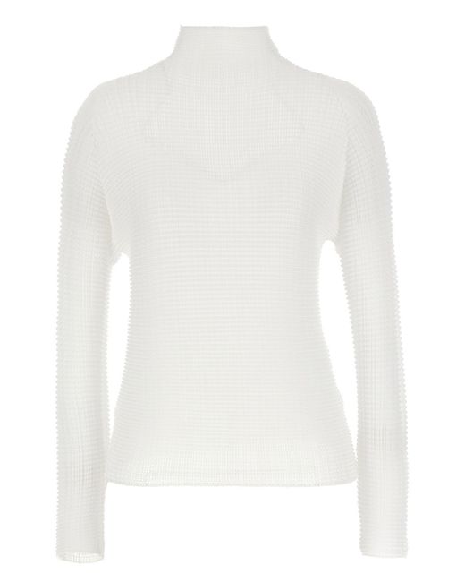 Issey Miyake White 'wooly Pleats-56' Blouse