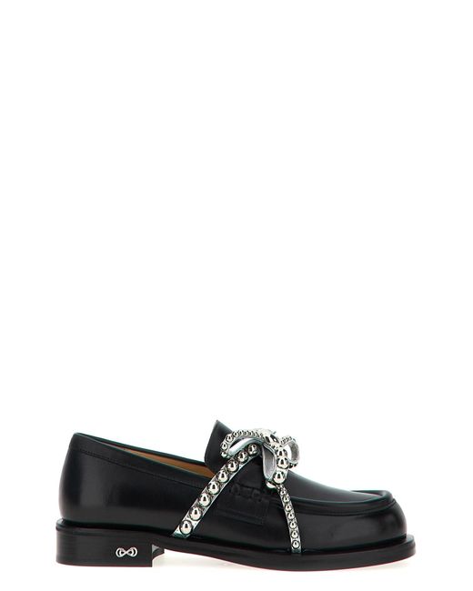 Mach & Mach Black 'crystal Studs' Loafers