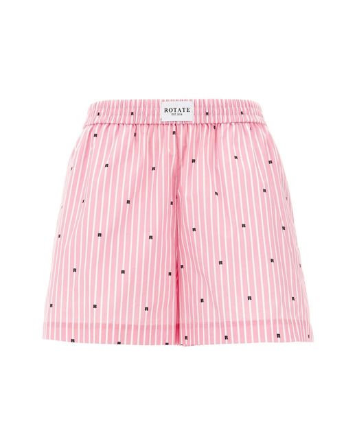 ROTATE BIRGER CHRISTENSEN Pink Logo Striped Shorts