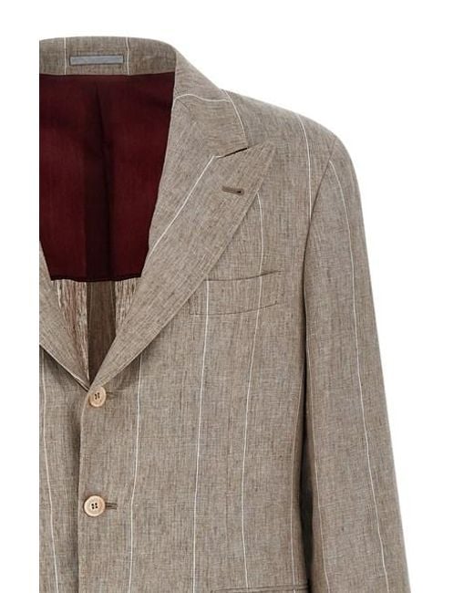 Blazer Righe di Brunello Cucinelli in Brown da Uomo