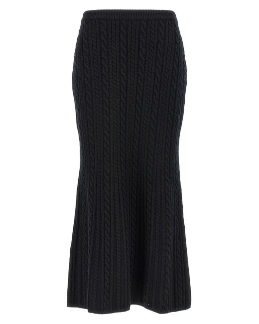 Alessandra Rich Black Maxi Wool Skirt