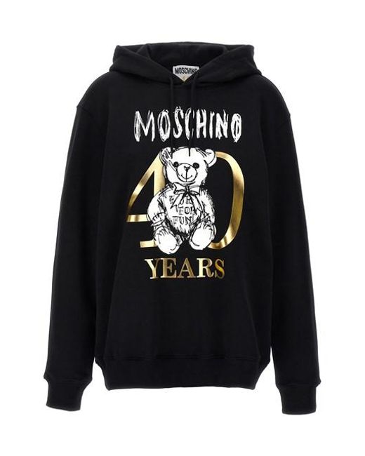 Felpa con cappuccio 'Teddy 40 Years Of Love' di Moschino in Black