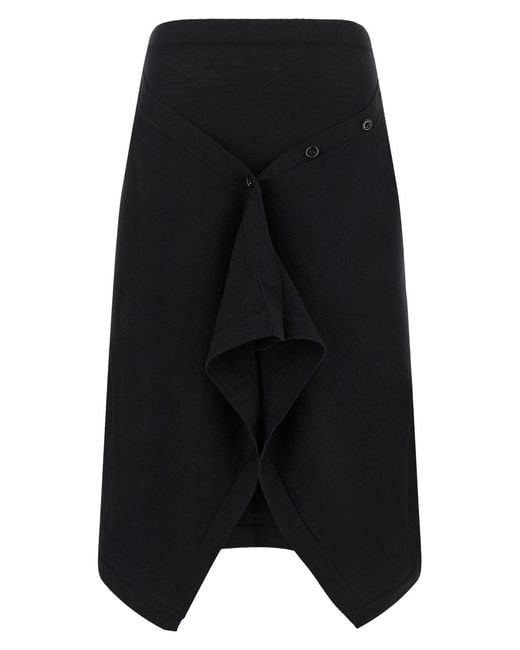 Lemaire Black Button Asymmetrical Skirt