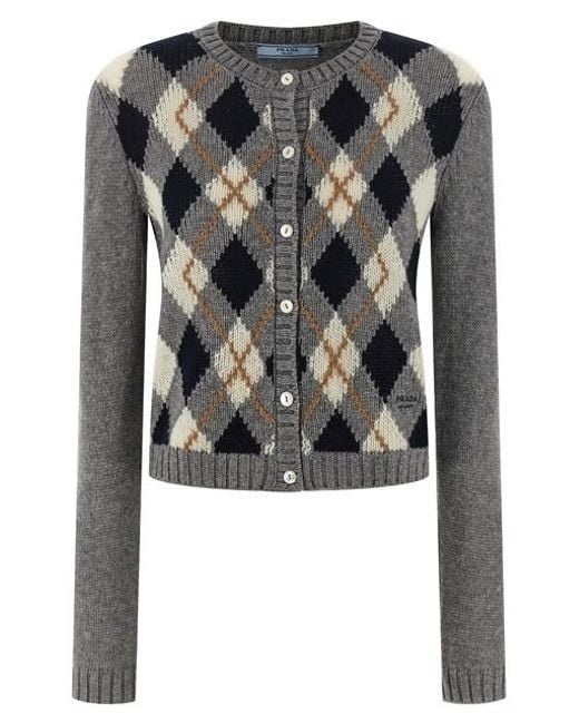 Cardigna Argyle di Prada in Black